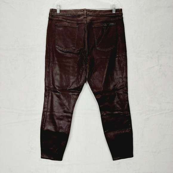 New 7 For All Mankind Burgundy Coated High Waist Ankle Skinny Jeans P3968 - Picture 5 of 11